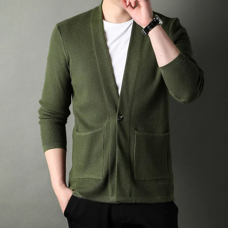 High Quality Mens Knitted Cardigan Buttonless Casual Comfortable and Versatile Suits Man Clothes Coats Jacket 240821
