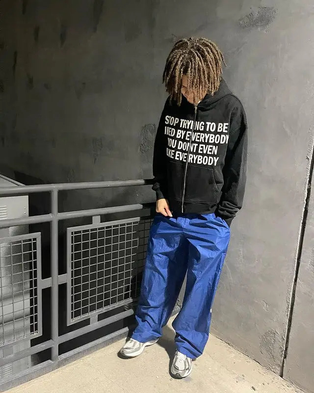 Streetwear Zip Hoodie Y2K Hip Hop Letter Graphic Print Black Oversized Hoodie Sweatshirt Mens Harajuku Gothic Jacket Clothes 240809