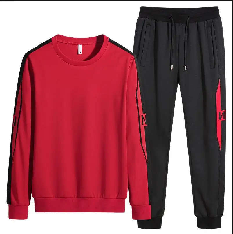 MenS Sportswear Suit Spring Autumn Jogging Sports Sets Young Male Student Fashion Tracksuit Sweatshirt Pants Plus Size 7XL 240821