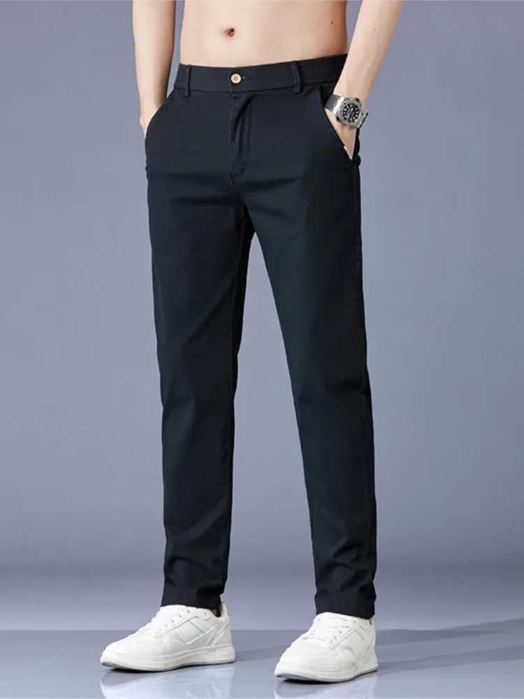 Mens pants lightweight and comfortable cotton spring and summer solid color fashion brand high-quality casual mens Trouser down jacketW240725