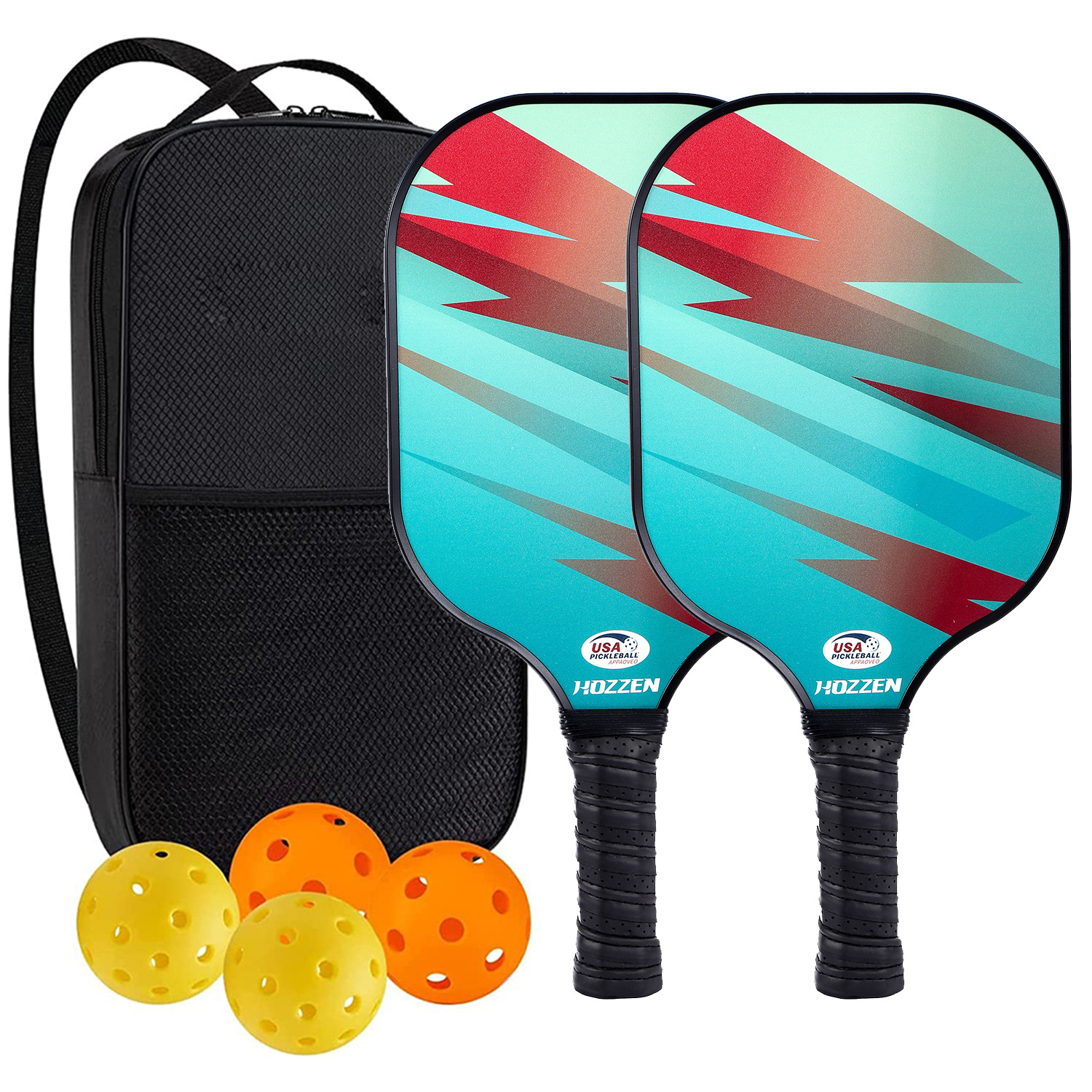 High-Performance Fiberglass Pickleball Paddle for Competitive Outdoors Games 2 Paddle & 4 ball & 1 bag 9917-9919