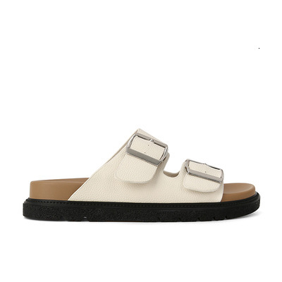 Ddmysports Su Yinyin S Same Texas Holiday Genuine Leather Thick Sole Double Buckle Strap Boken Slippers Sandals And External Wear For Women Summer OUT