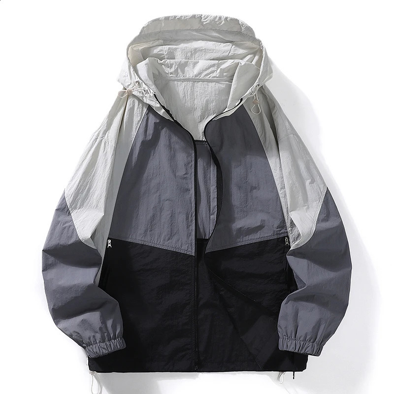Summer Oversize Hooded Sunscreen Jacket Sun Protection Clothing Men Fashion Korean Streetwear Outdoor Thin Coat Outerwear Male 240820