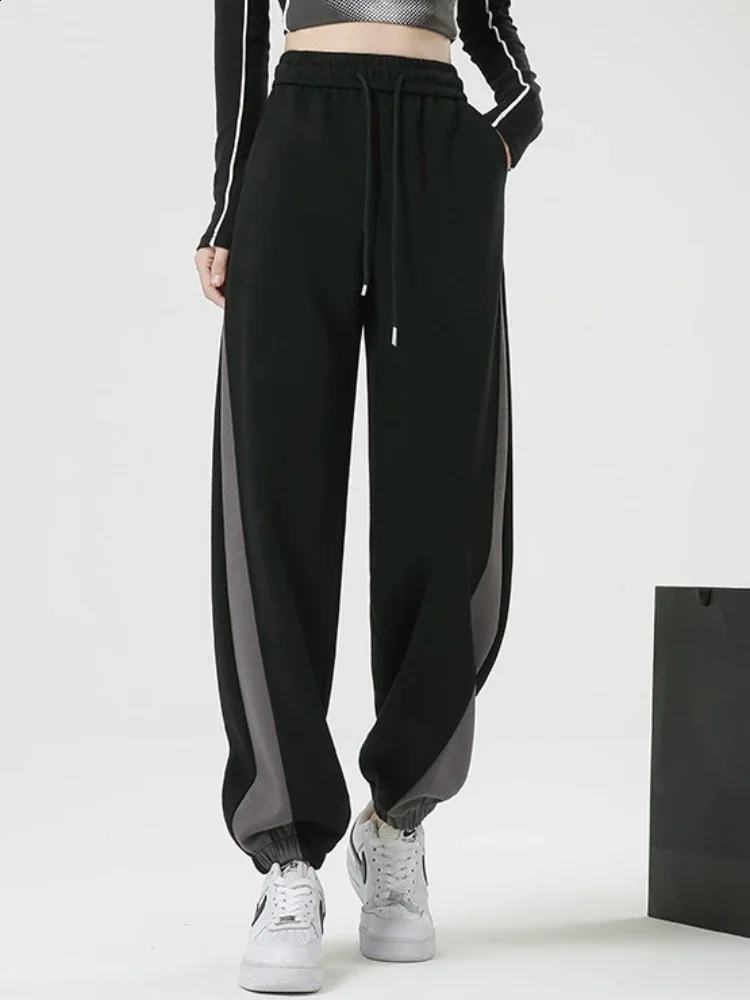 Pants Women Panelled Drawstring Workout All-match Streetwear Fashion Leisure Teens American Style Daily Autumn Stylish Trousers 240821