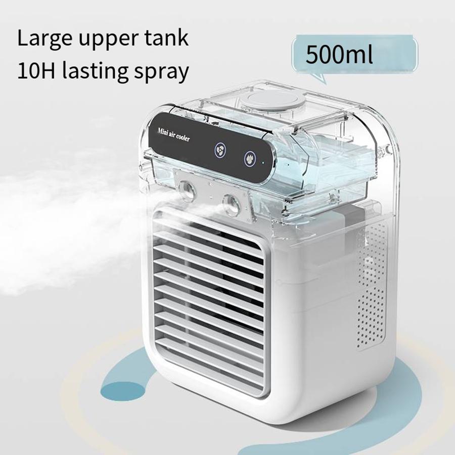 Spray desktop air conditioner fan, two-speed wind mode, 500ml large capacity water tank, spray humidification