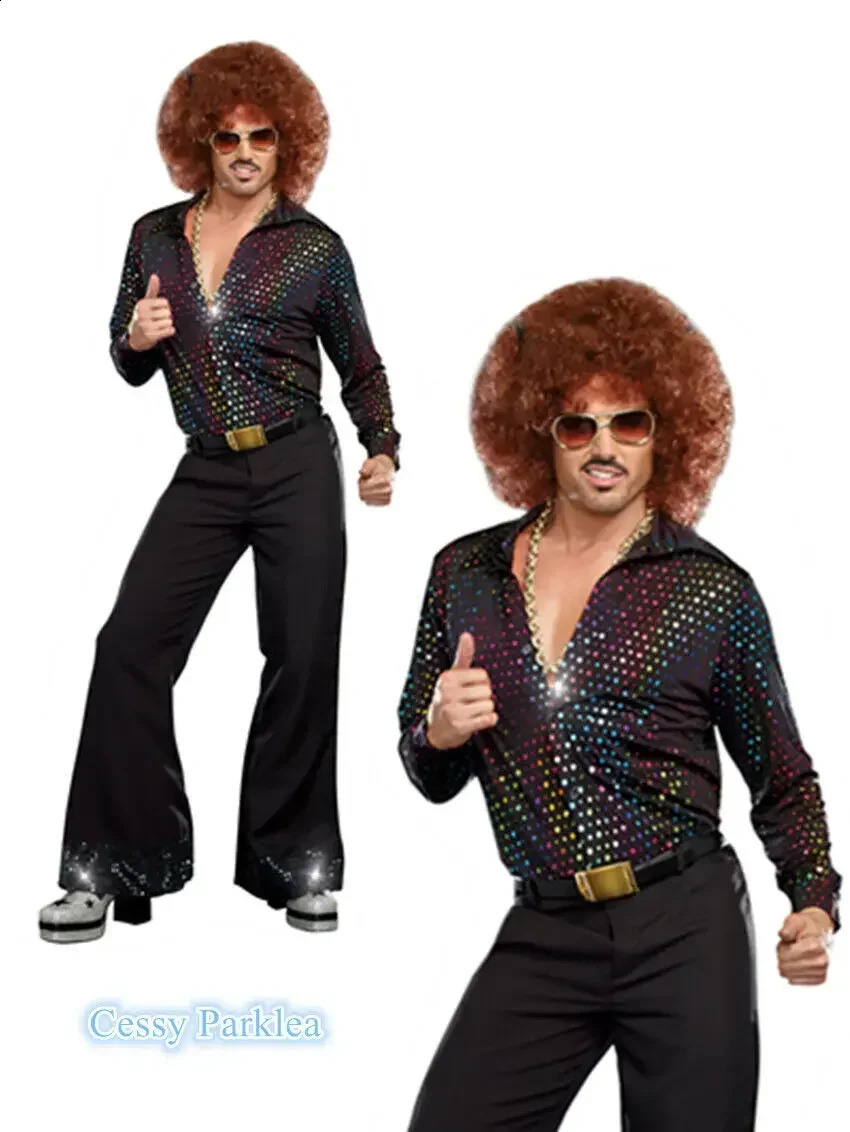 Retro 70s and 80s adult music festivals retro disco costumes Halloween role-playing parties hippie couple costumes fancy dresses 240821 ww