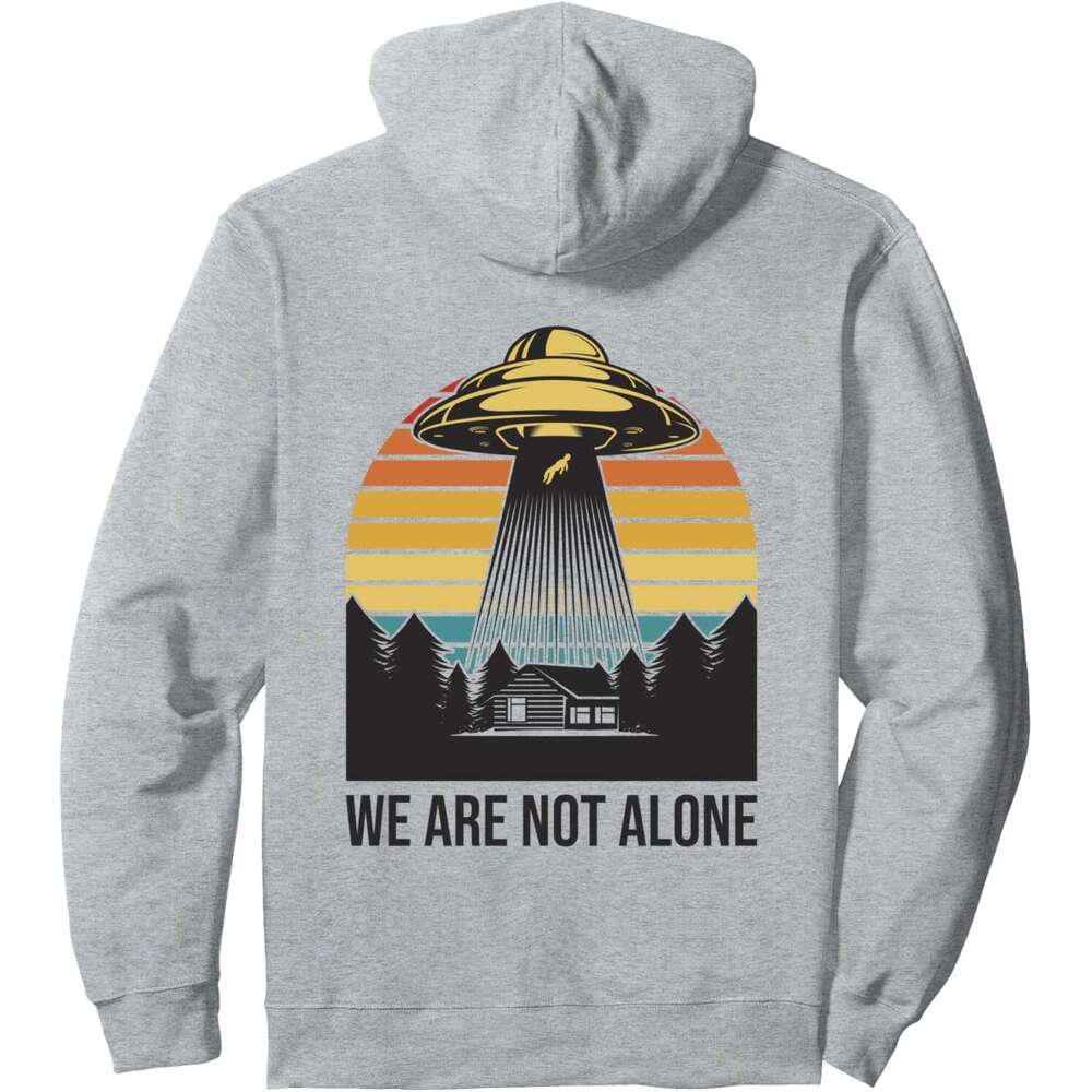 Hoodie for Mens Womens We Are Not Alone Retro Alien ET UFO Abduction Science Lovers Pullover Hoodie Graphic Hoodies sweatshirt Pullover Long Sleeve