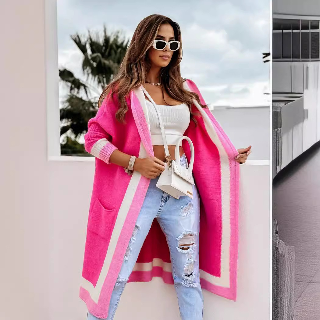2024 autumn and winter casual versatile hooded long cardigan sweater jacket new women's clothing