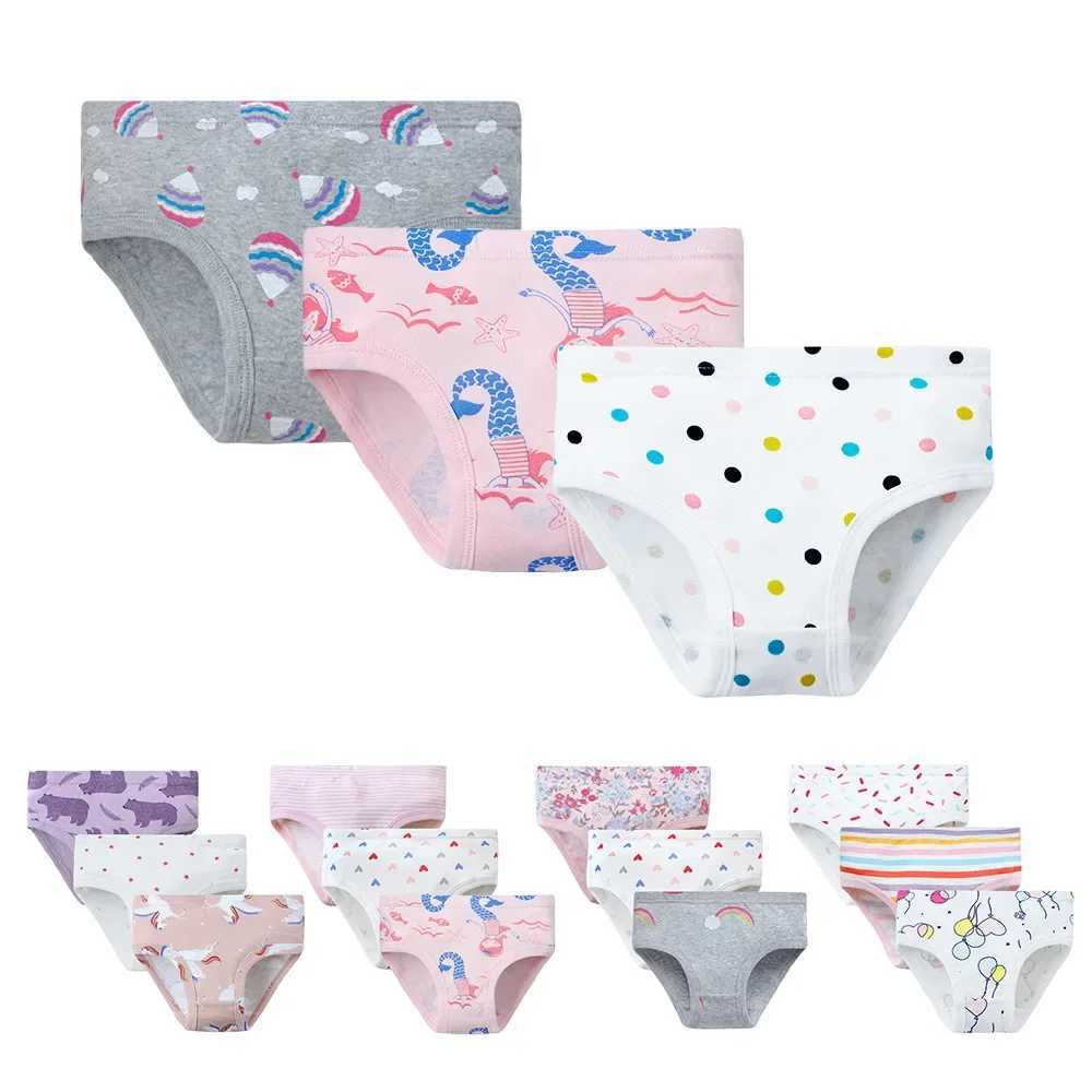 2-7 Years Girls Panties 3pcs Per Pack Cotton Student Kids Underwear Teen Panties Young Puberty Girls Underpant Y240821