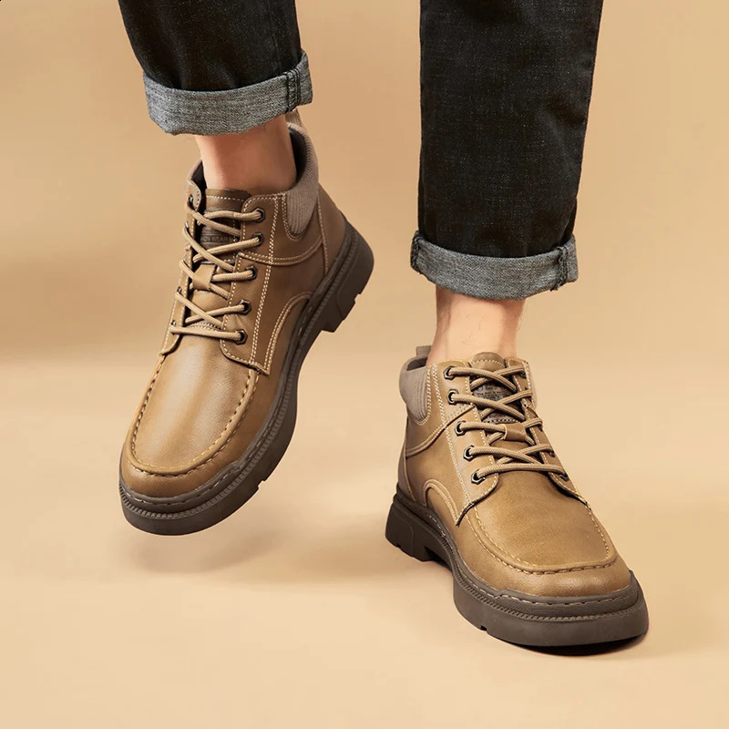 Outdoor autumn winter mens ankle boots comfortable walking sports shoes daily commuting casual shoes fashionable leather cowboy boots 240821