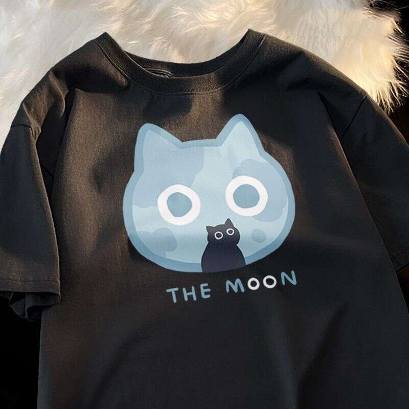 Print Cat Funny Tshirts Cotton Woman Tees TShirt Short Sleeve Korean Kpop Clothes Casual Oversized T-Shirt Free Shipping