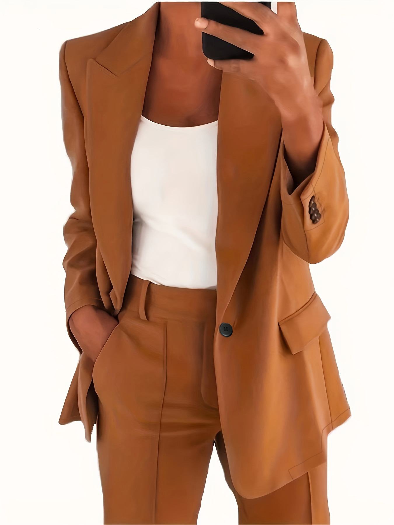 2024 autumn and winter new fashion lapel slim fit cardigan temperament jacket women's suit set