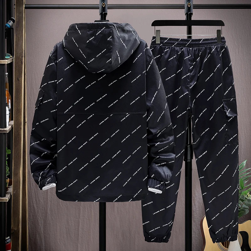 Men Tracksuit Casual Hoodies Sets Autumn Male JacketsPants Two Piece Sets Hip Hop Streetwear Sports Suit Patchwork 240821