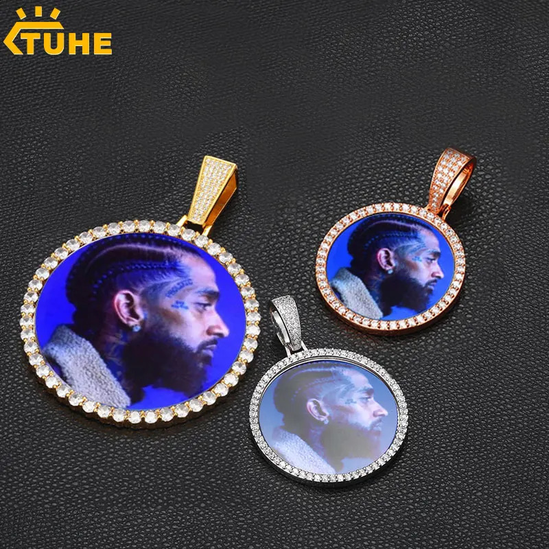 Unisex round memory medal pendant for mens hip-hop jewelry customization po 240808
