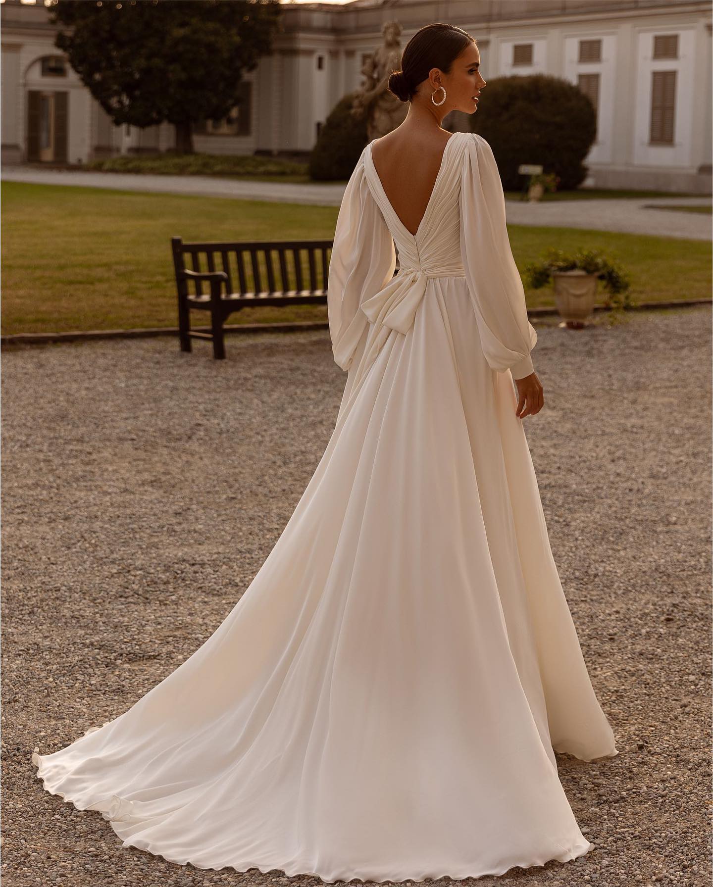 Boho Country Wedding Dresses Bridal Gown Long Sleeves A Line Chiffon Bridal Gowns Floor Length Custom Made Plus Size vestidos de novia