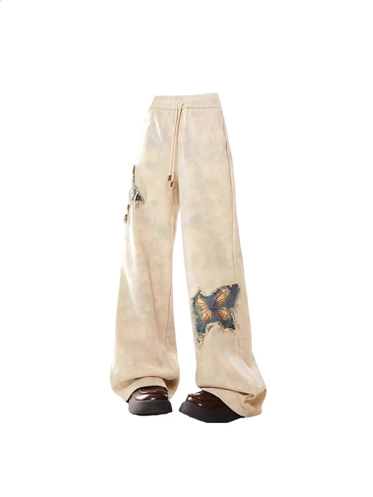 Womens Apricot Pants Harajuku Streetwear Sweatpants Y2k Retro 2000s 90s Aesthetic Vintage Trousers Fashion Casual Clothes Z260314