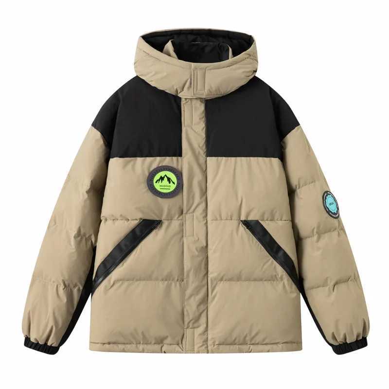 Puffer jacket Mens Parka Jacket Reflective Sticker Patchwork Heavyweight Quilted Puffer Coat With Hood Winter Resistant Ski Jacket For Men M240821