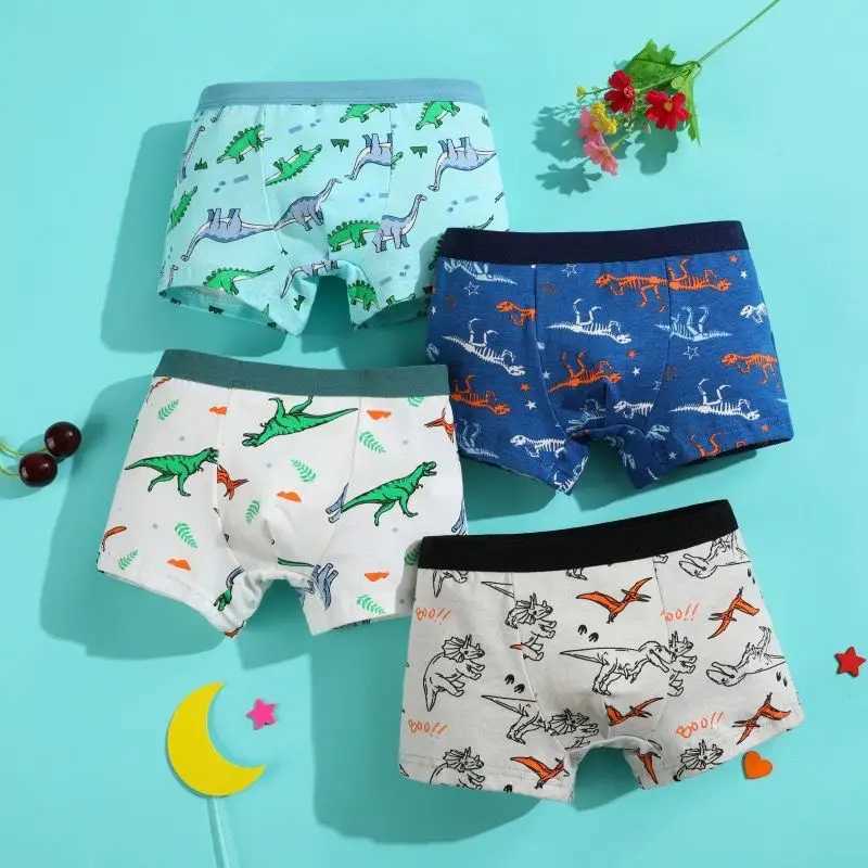 4 PC Boys Cotton Underwear Assorted Cars Patterns Boys Boxers Briefs Breathable Children Boxer Shorts For 3-12 Y Y240821