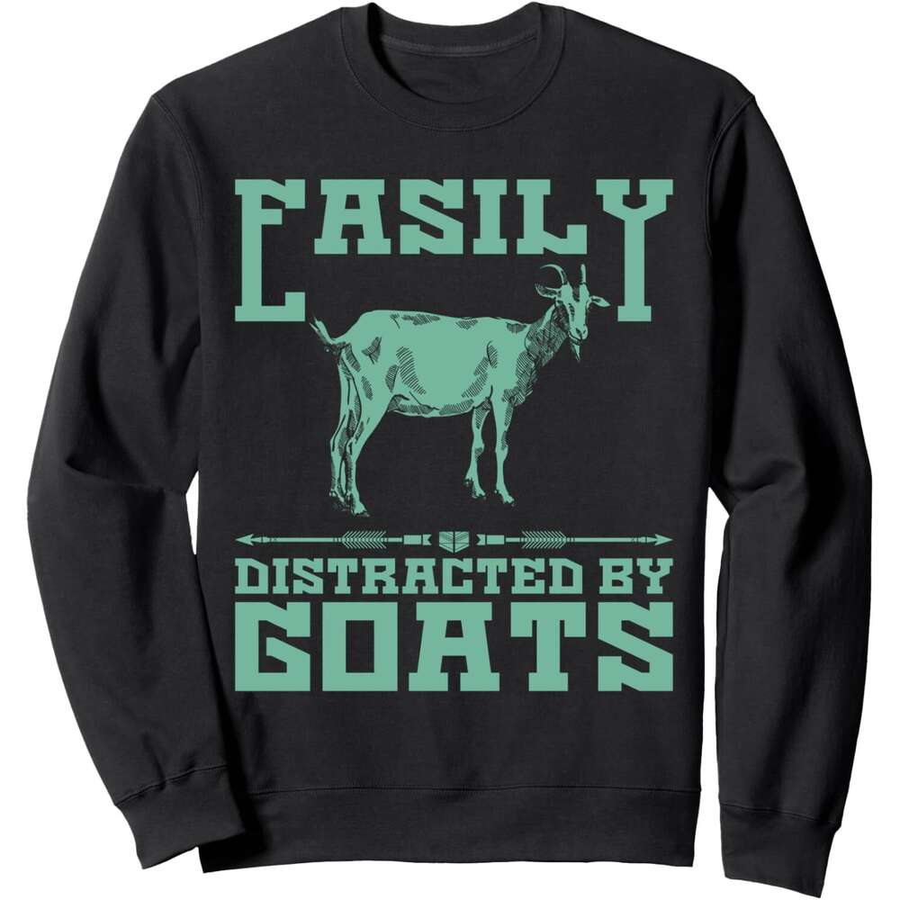 Long Sleeve Shirts for Men sweatshirt Easily Distracted By Goats Animal Lover Funny Gift Sweatshirt T shirt Tee Streetwear Casual tops clothes