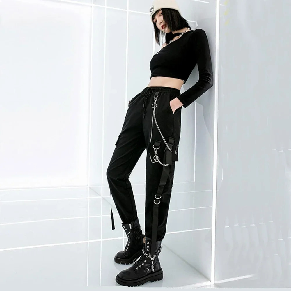 SpringSummer Womens Black Casual Pants Korean Style Ins Hip Hop Student Loose High Waist Ultra Thin Leg Freight Fashion 240821