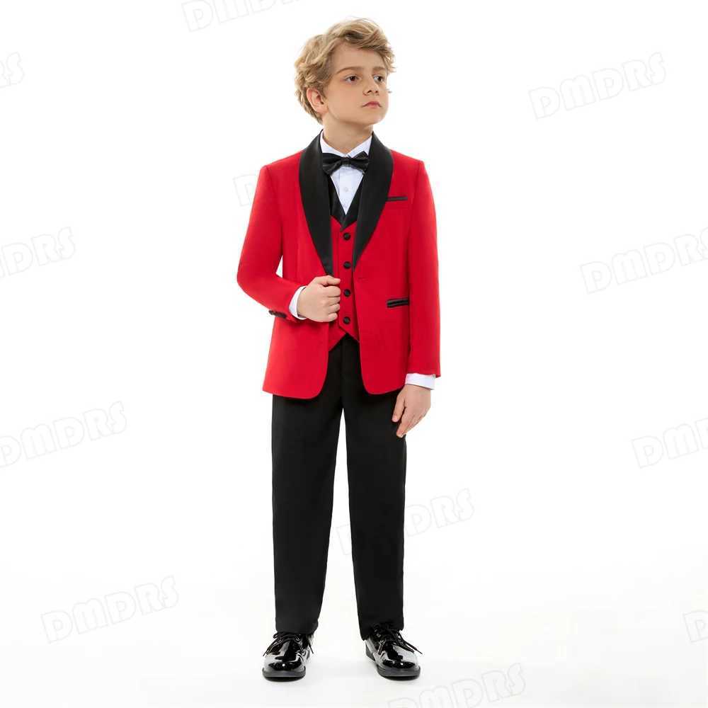 Suits Fashion 4 Pieces Boys Suit Set Shawl Neck Formal Tuxedo For Kids Wedding Ring Bearer Suits Jacket Venst Pants Bow-tie