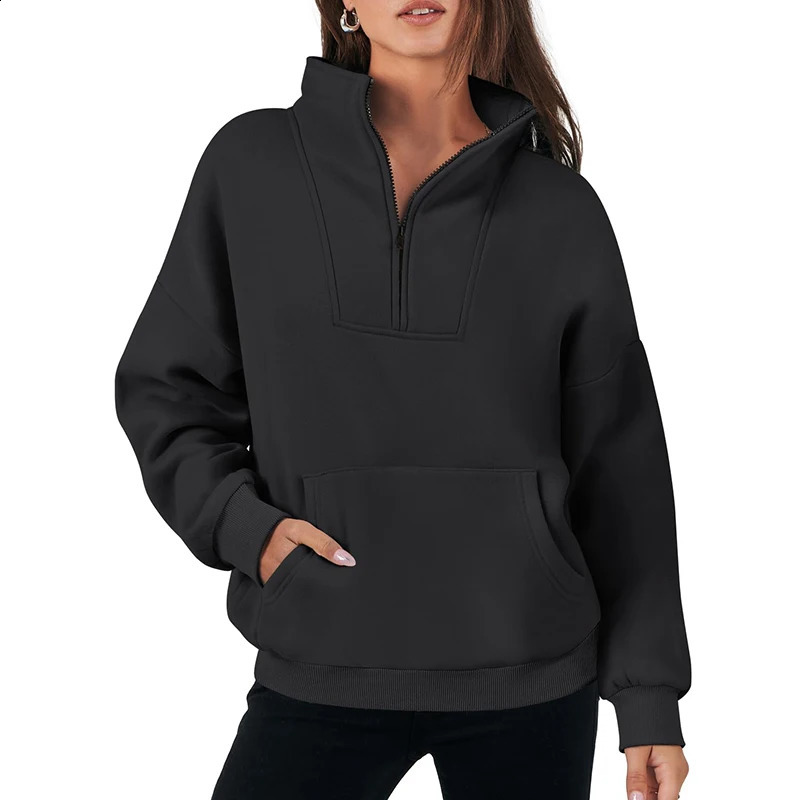 Womens Half Zip Sweatshirt Quarter Solid Color Cropped Pullover Fall Clothing 240821