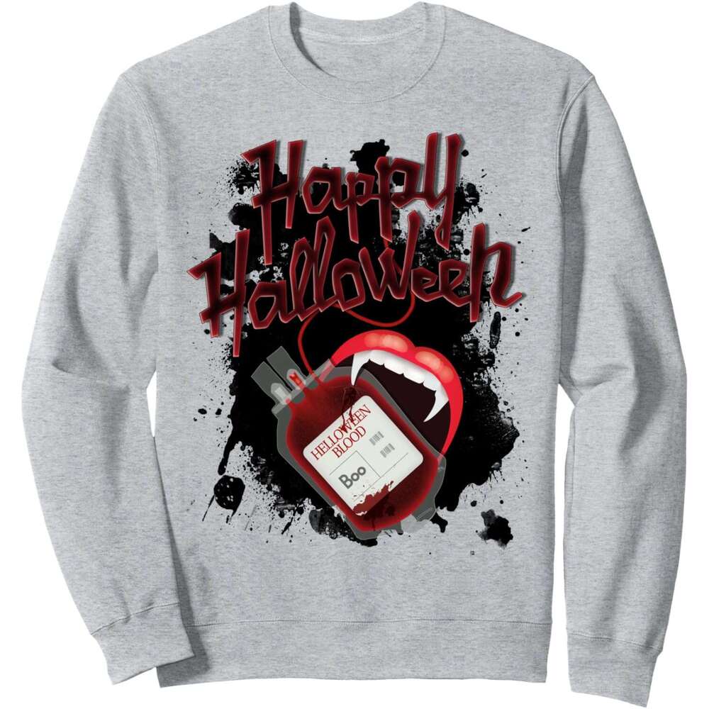 Long Sleeve Shirts for Men sweatshirt Funny Happy Halloween Creepy Boo Blood for Vampire Sweatshirt T shirt Tee Streetwear Casual tops clothes