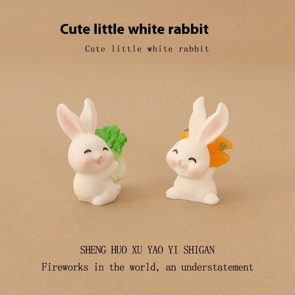 Charming Handcrafted Gardening Theme Small Figure Set Featuring Rabbits Among Vegetables Perfect Accent Piece