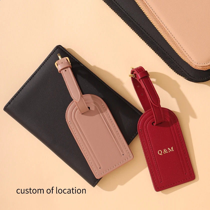Mini trumpet Genuine Leather Luggage Tag Travel suitcase etiquette bagage accesorios viaje ization Monogram Name Bag 240820