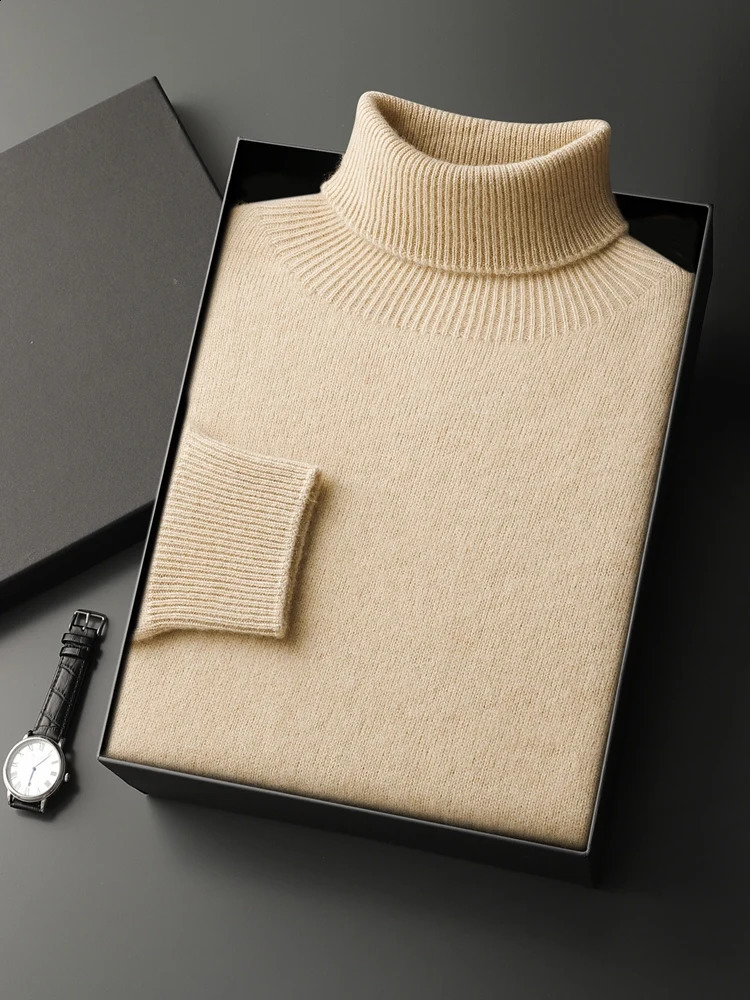Men Turtleneck Cashmere Sweater Autumn Winter Thick Pullover 100% Cashmere Knitwear Basic Smart Casual Jumpers Soft Warm Clothes 240821