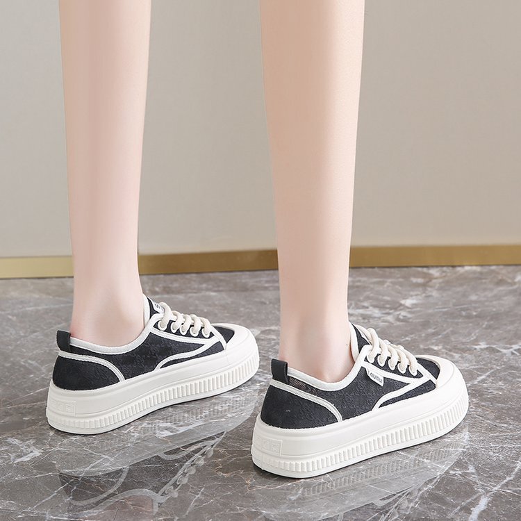 Ddmysports Lace Thick Soled Biscuit For Women In Spring And Summer Lightweight Single Mesh Breathable White Shoes Casual Board OUTDOOR