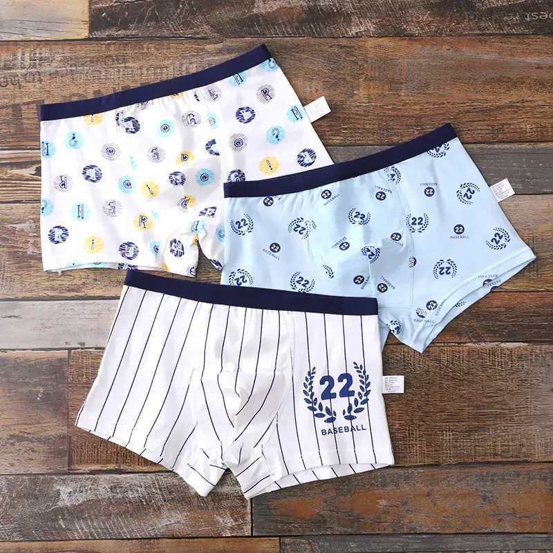 3 Pcs/pack Teen Underwear Cotton Plaid Short Panties for Kids Boys Cotton Children Cartoon Lion Boxer Shorts Young Boy Underpant Y240821