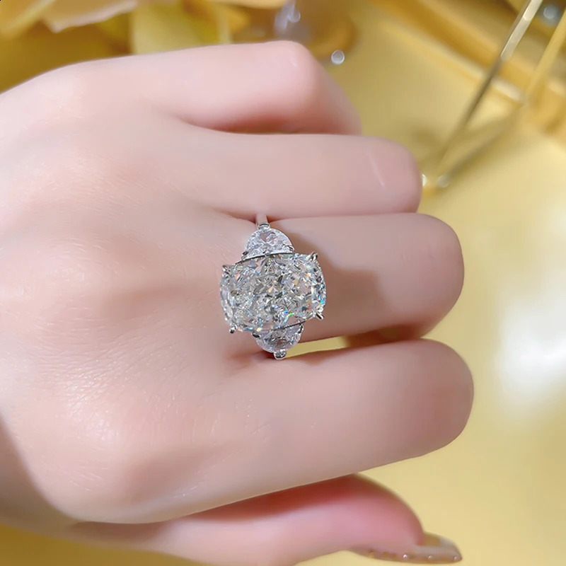 y Three Stone Diamond Ring Breaks Ice Cutting Premium Sensory Recommendation 100% 18K Gold 9K Wedding 240812 - view 4