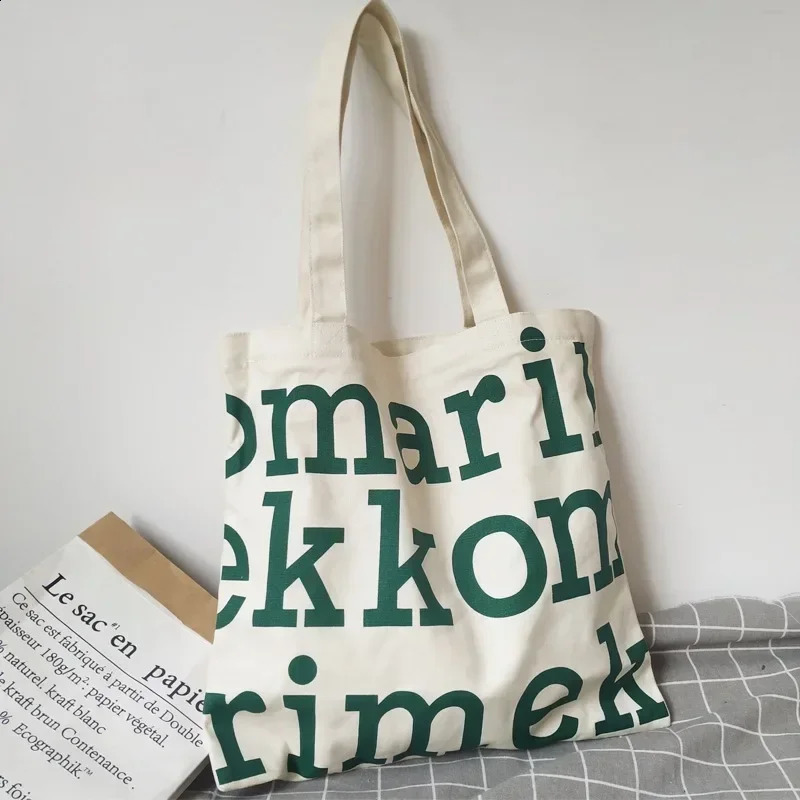 Women Alphabet Canvas Shoulder Bags Female Casual Letter Printed Tote Handbags Large Capacity Cotton Cloth Shopping School Bag 240821