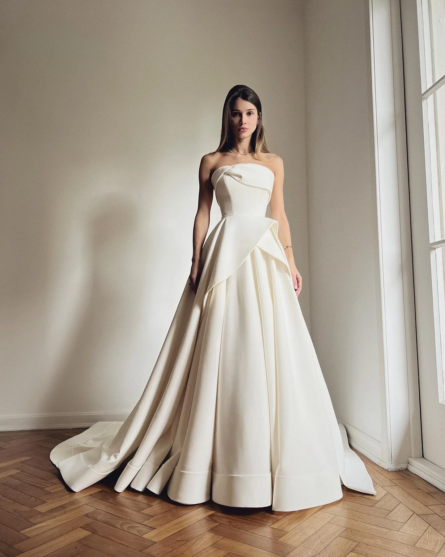Two Pieces A Line White Wedding Dresses Wide Straps Backless Beach Satin Brial Gowns Vestidos de Novia Designer Bridal Dress 03