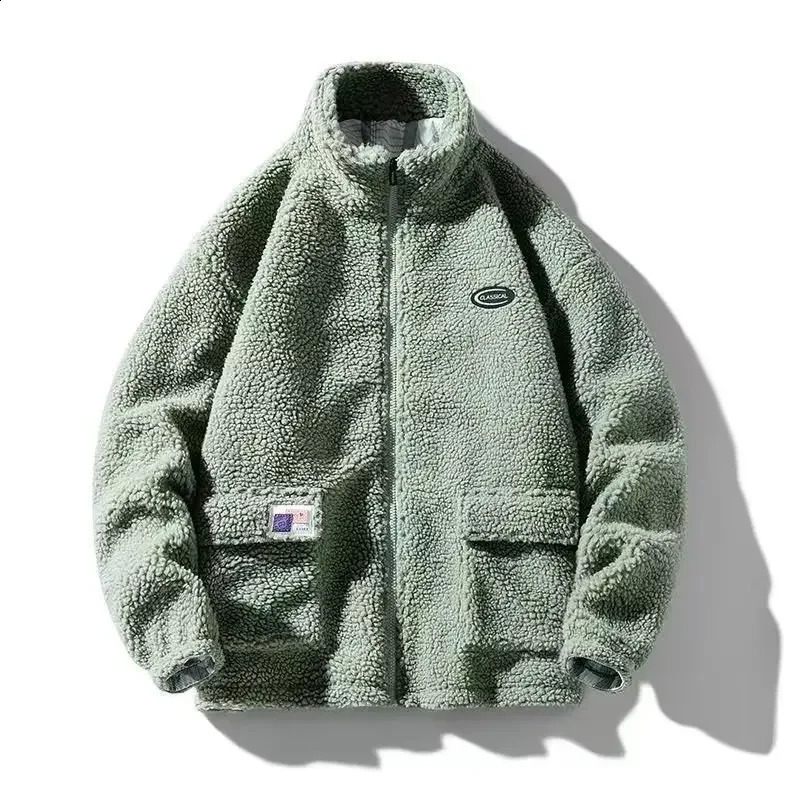2023 Lamb Wool Fleece Jacket Casual Trendy Mens Loose Fit Hong Kong Style Ins Youthful Autumn Winter Season Coat y240828 - view 3