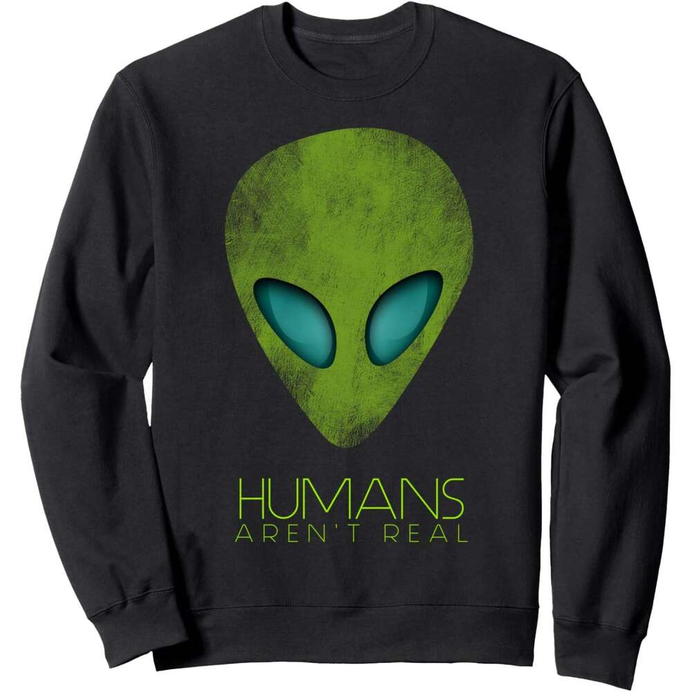 Long Sleeve Shirts for Men sweatshirt Alien Funny Humans Real Cute UFO Gift Sweatshirt T shirt Tee Streetwear Casual tops clothes