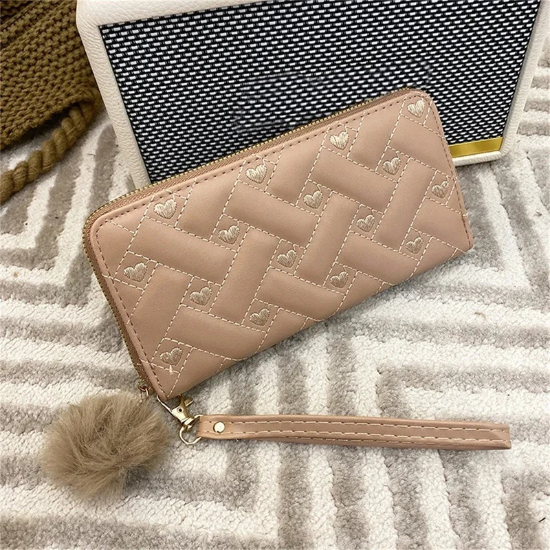 Ladies Wallet Embroidery Fashion Long Zipper Large Capacity Clutch Womens Card Holder Phone Bag 2023 240821