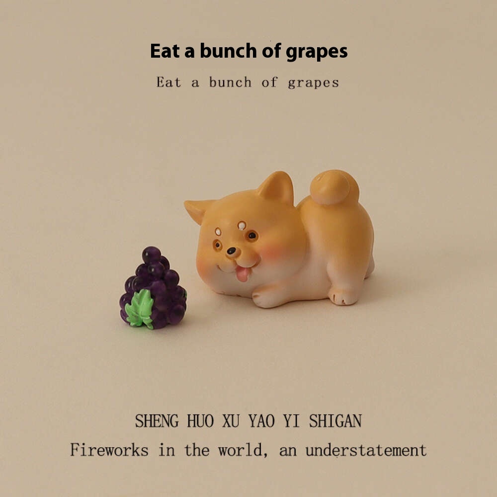 Ins Mini Cute Cartoon Phone Puppy Grape Micro Landscape Gardening Home Decoration DIY Desktop Ornament
