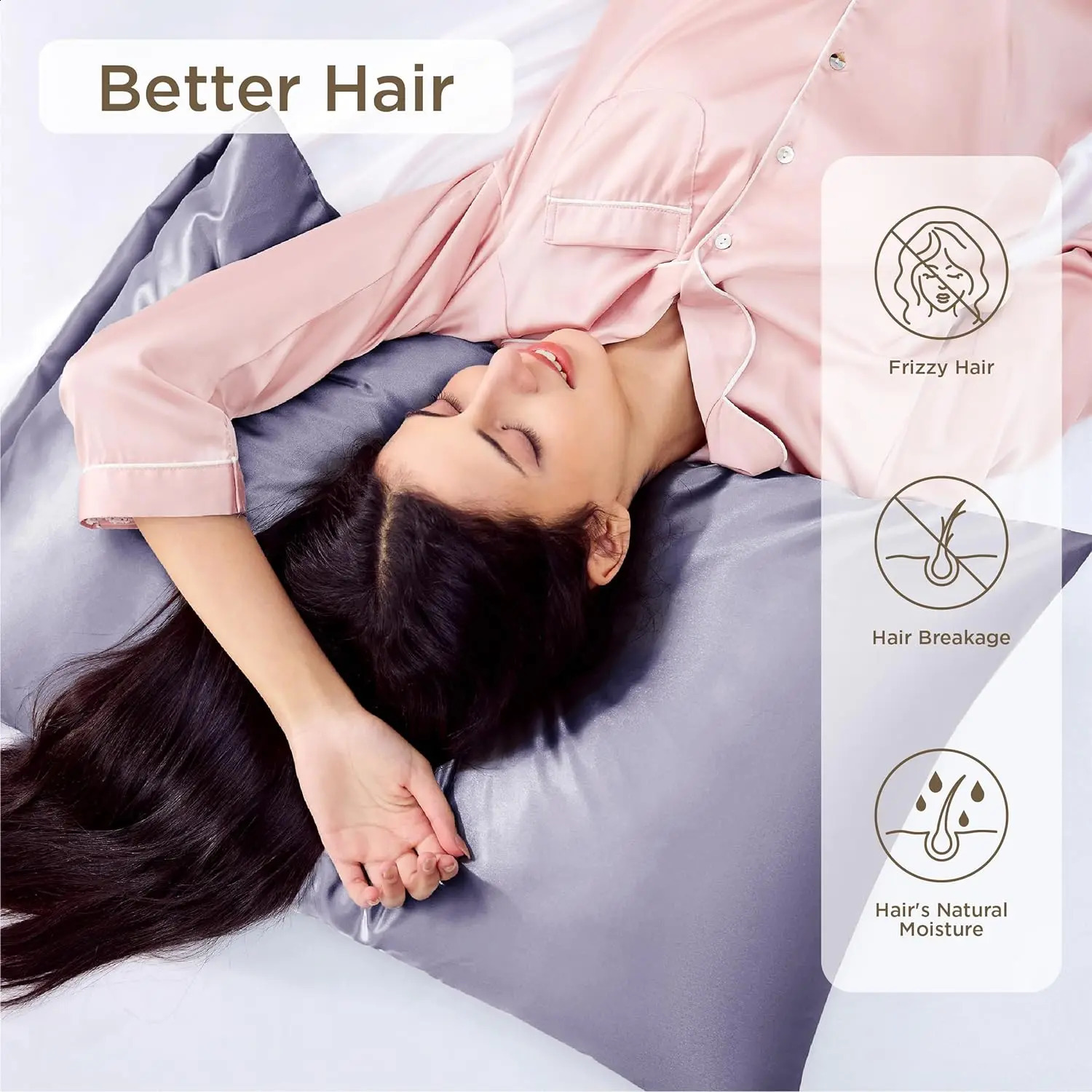 Bedsure Satin Pillowcase for Hair and Skin Silky with Envelope Clre Similar to Silk Pillow Cases 240820
