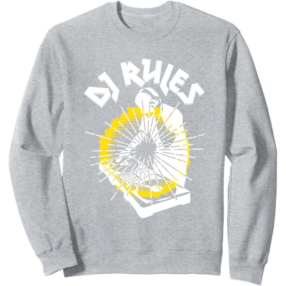 Long Sleeve Shirts for Men sweatshirt Rules DJ Playing Music In An Event Fun Gift Sweatshirt T shirt Tee Streetwear Casual tops clothes