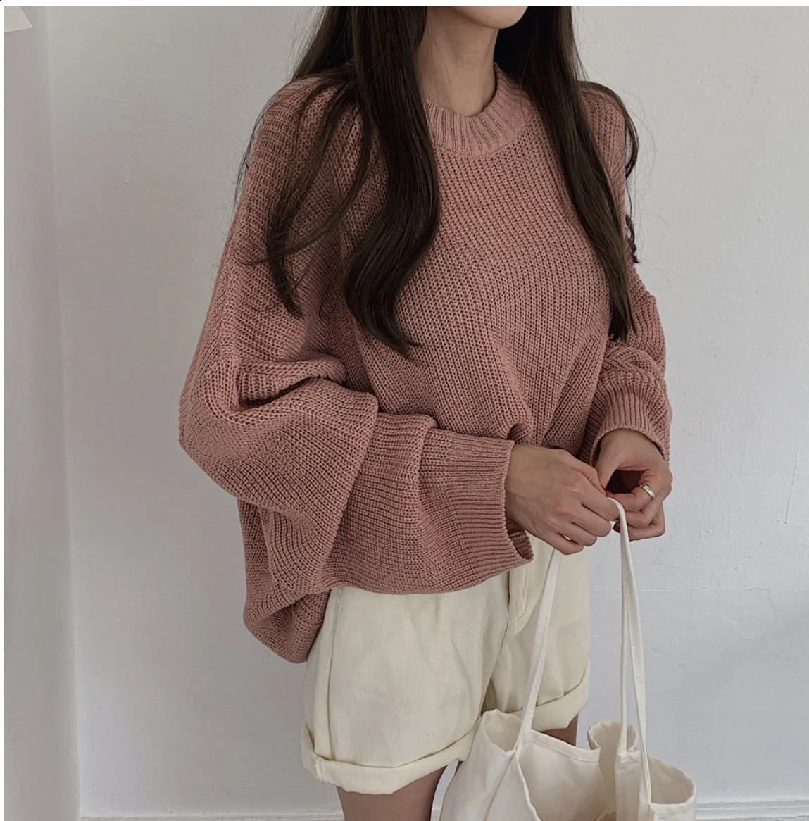 REALEFT Autumn Winter Oversized Womens Sweater Korean Elegant Solid Knitted Sweater Warm Female Pullovers Jumper 240820
