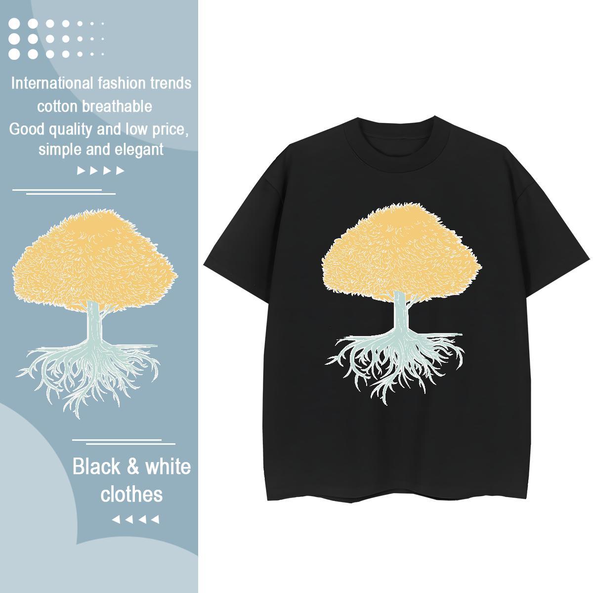 Fashion Casual T-Shirts for Women Crew Neck 230g 100% Cotton Couples T Shirts Skull tree Sports Street Wear Nice Top Shirts