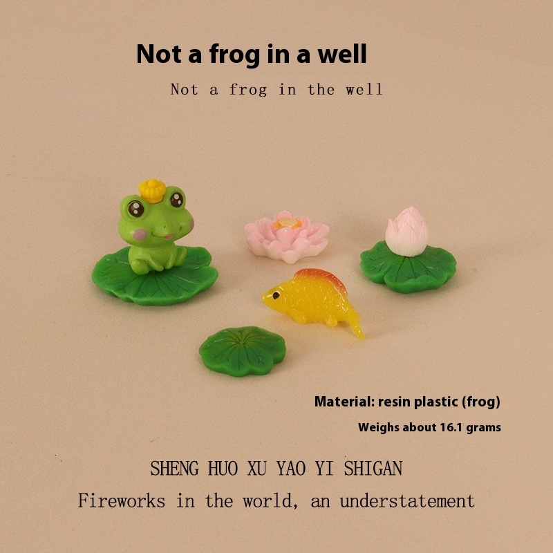 Pond Micro Creative Resin Crafts Lotus Frog Mini Fish Landscape Miniature Decorative Ornament OB11