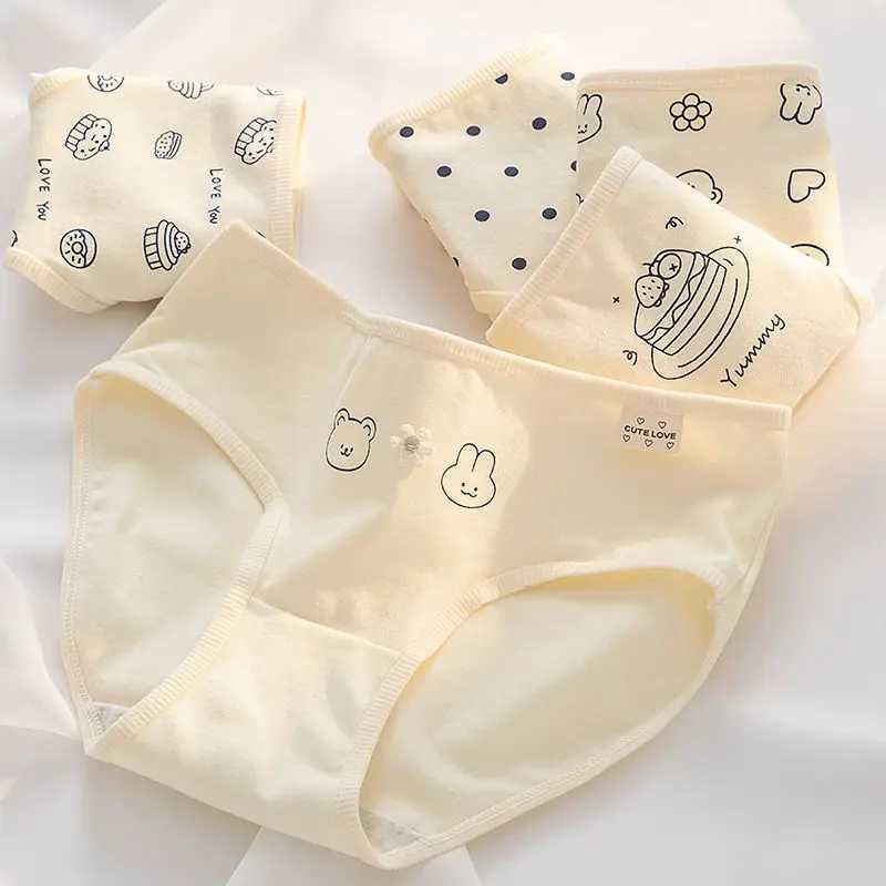 5PCS Girl Cotton Antibacterial Panties for Kid Print Soft Breathable Briefs 3+y Young Child Underwear Toddler Cute Thin Knickers Y240821
