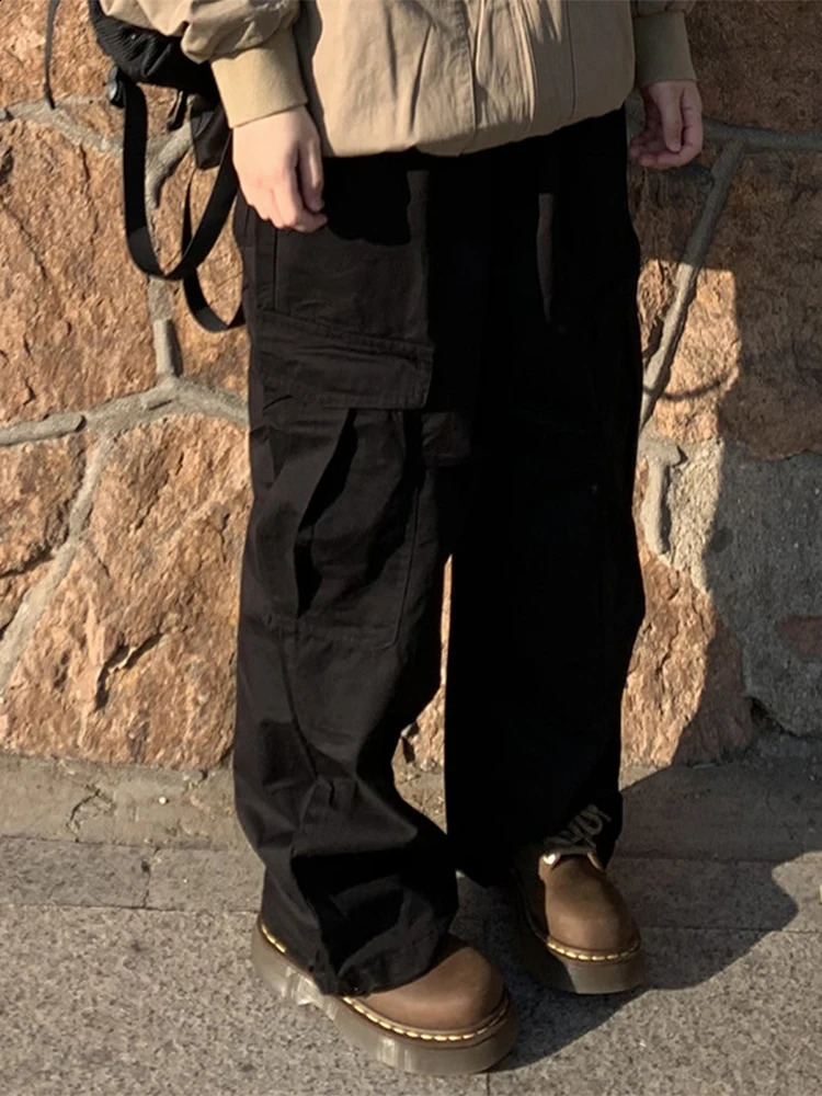 HOUZHOU Techwear Parachute Wide Cargo Pants Men Hip Hop Wide Leg Trousers Male Quick Drying Streetwear Loose Oversize Korean 240814