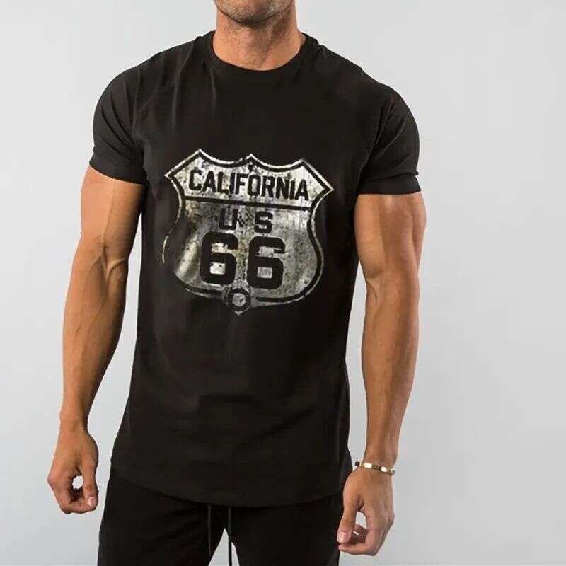 New 2024 men's retro T-shirt 3D printed American plus-size hip-hop personality 66 designed short-sleeved everyday casual clothin