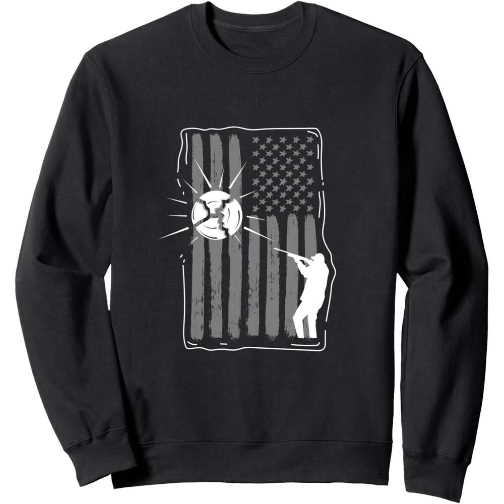Long Sleeve Shirts for Men sweatshirt Skeet Shooting Clay Hunter USA Flag Funny Gift Sweatshirt T shirt Tee Streetwear Casual tops clothes