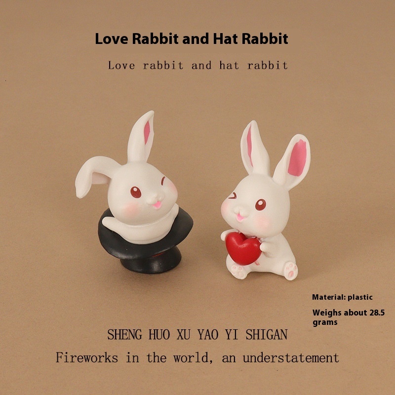 Creative Cute Mini Love Rabbit Wings Plastic Crafts Micro Landscape Home Decoration Car Ornament