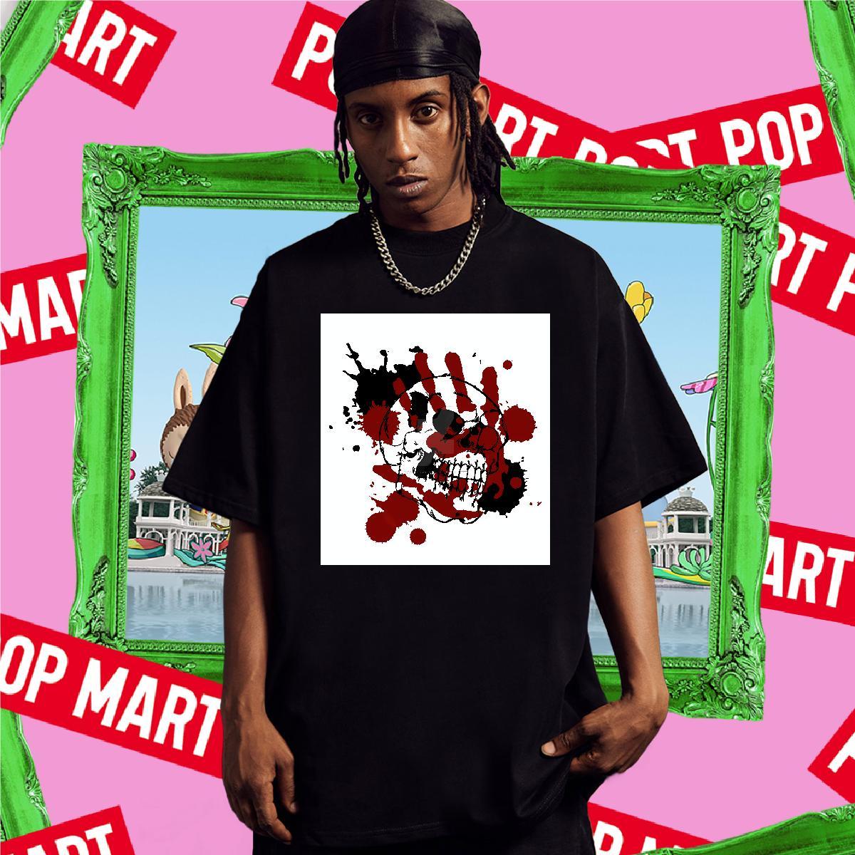 2024 Summer Men Tops Tees 230g 100% Cotton Sport scary Short Sleeve Soft T shirt Brand Plus Size Cartoon Tee Shirt